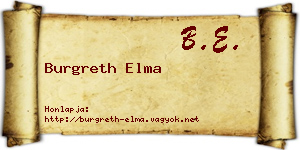 Burgreth Elma névjegykártya